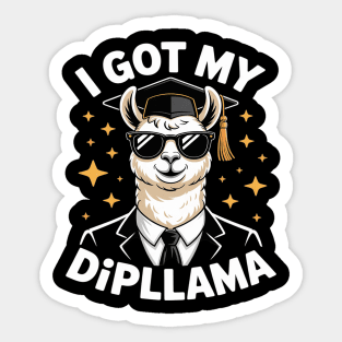 I Got My Dipllama Funny Llama Diploma School Graduation Sticker